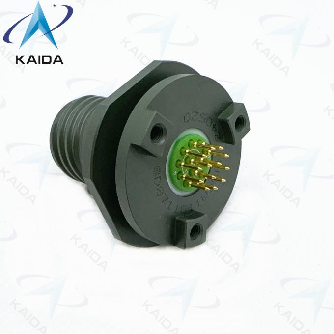 8D Series  500 Cycles Receptacle Short PCB Tail. 8D8711C11W35PN Olive Green Cadmium.Double Flange Jam Nut Receptale 1